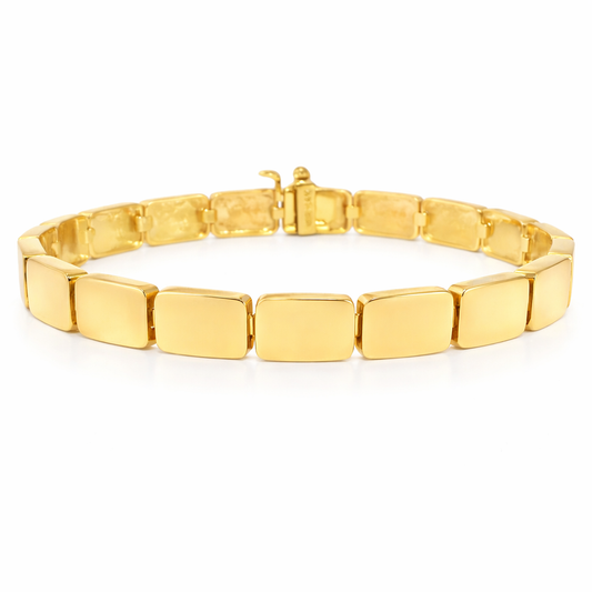 Plain Rectangle Shape 14k Yellow Gold Bracelet