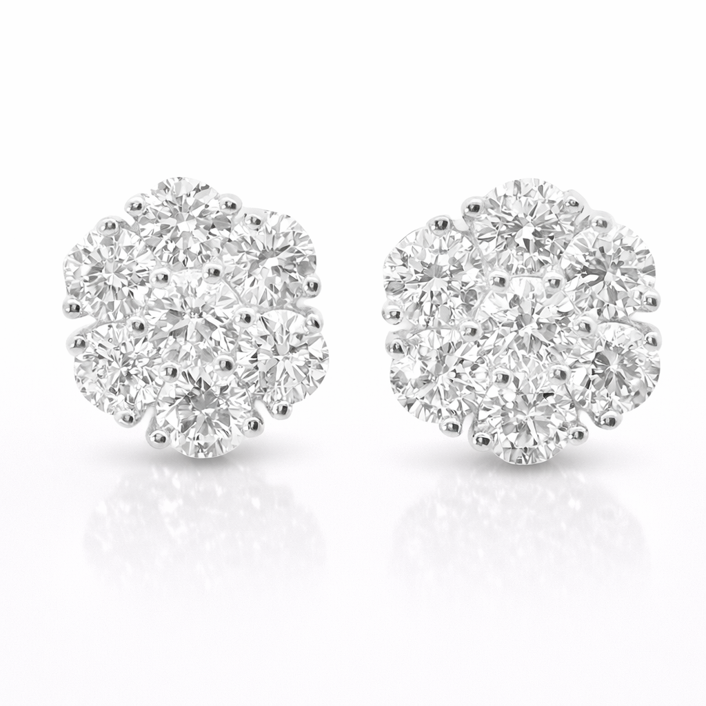 3.07CT Lab Diamond Stud Earring 14k White Gold