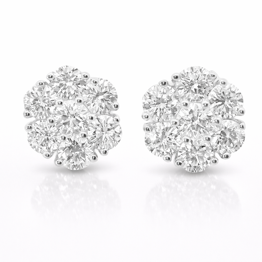 3.07CT Lab Diamond Stud Earring 14k White Gold