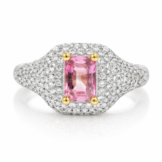 0.75CT Diamond 0.79CT Pink Sapphire Ring 14k Yellow Gold