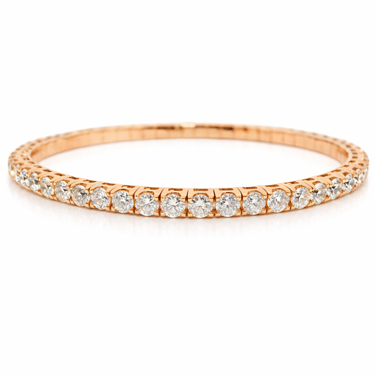 6.70CT Diamond Stretch Bangle 18k Rose Gold