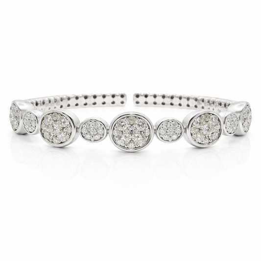 3.04CT Diamond Bangle 14k White Gold