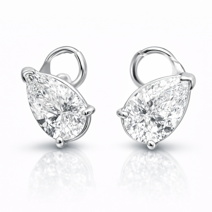 5.10CT Pear Shape Stud Earring 14k White Gold
