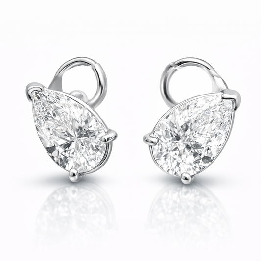 5.10CT Pear Shape Stud Earring 14k White Gold