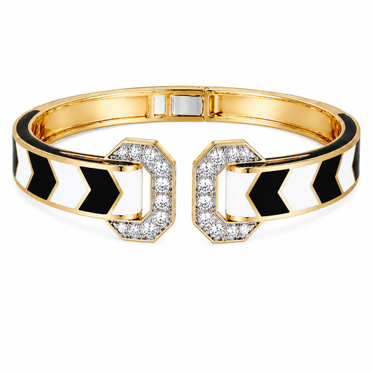 1.34CT Diamond Bangle with Enamel
