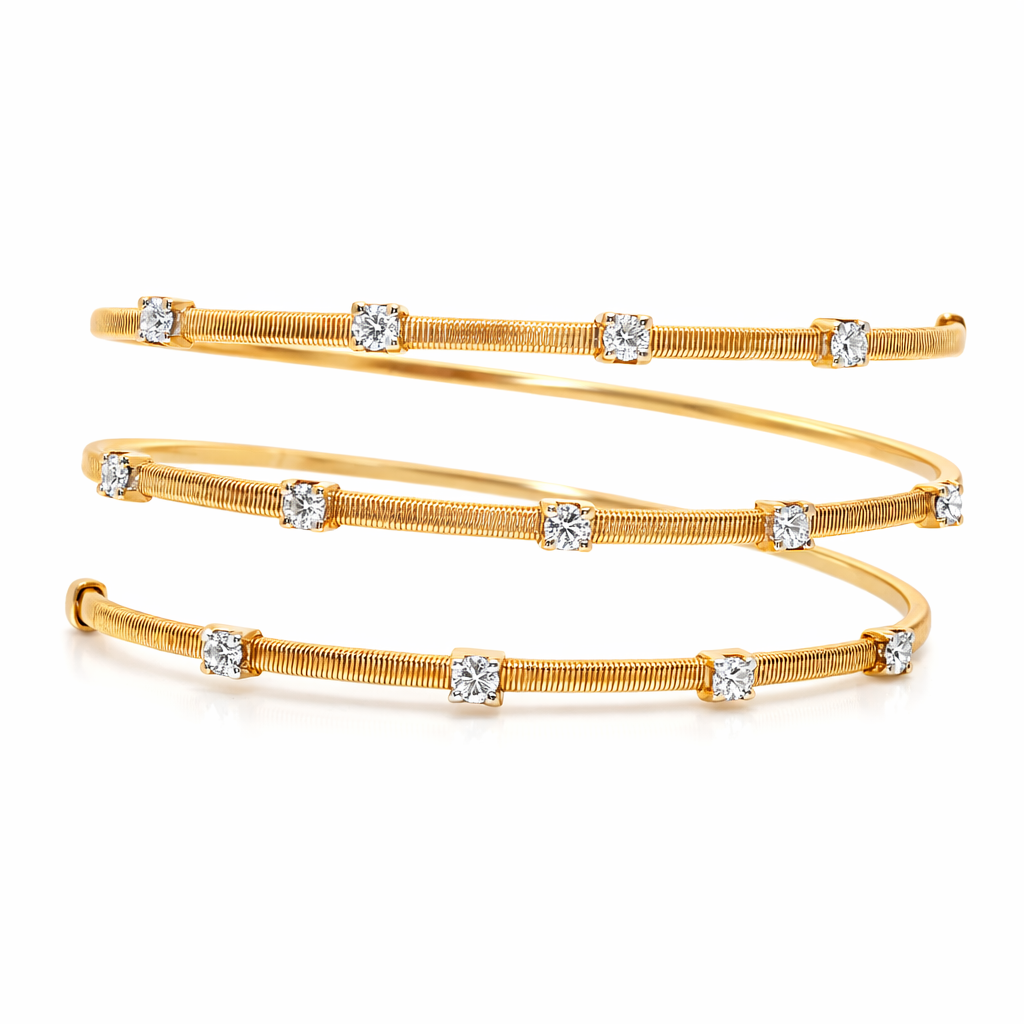 0.68CT Diamond Bangle 14k Gold