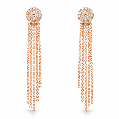 0.24CT Diamond Bar 14k Rose Gold Earring