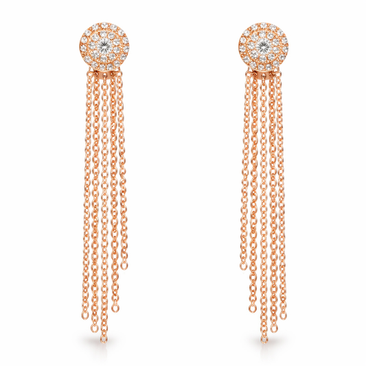 0.24CT Diamond Bar 14k Rose Gold Earring