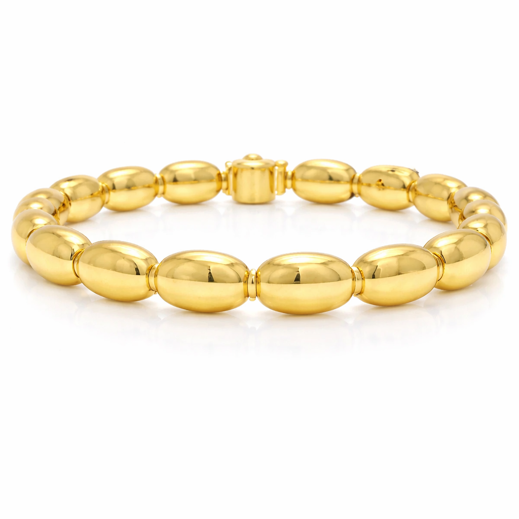 Plain Beaded Bracelet 14k Yellow Gold
