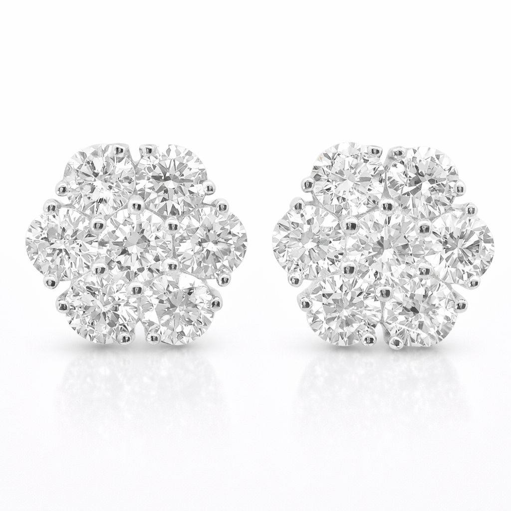2.74CT Diamond Earrings 14k White Gold