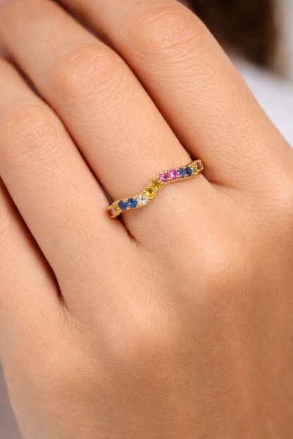 0.35CT Mix Sapphire Ring 14k Yellow Gold