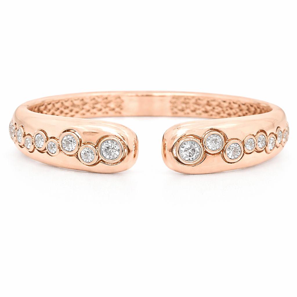 1.59CT Diamond Bezel Bangle 18k Rose Gold