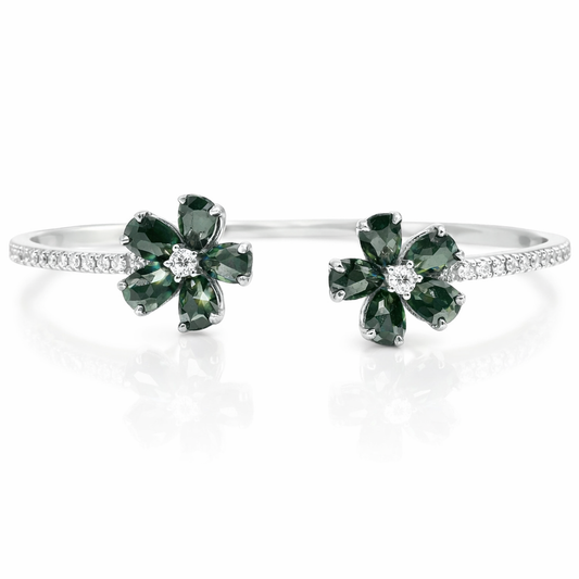 0.33CT Diamond 1.73CT Black Diamond Bangle 18k White Gold