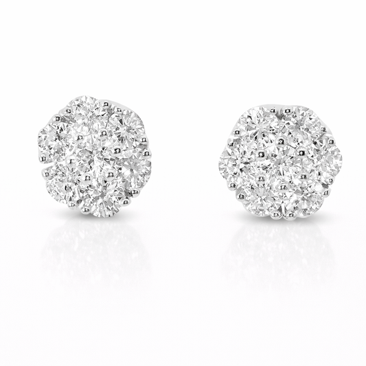 1.18CT Diamond  Earrings 14k White Gold
