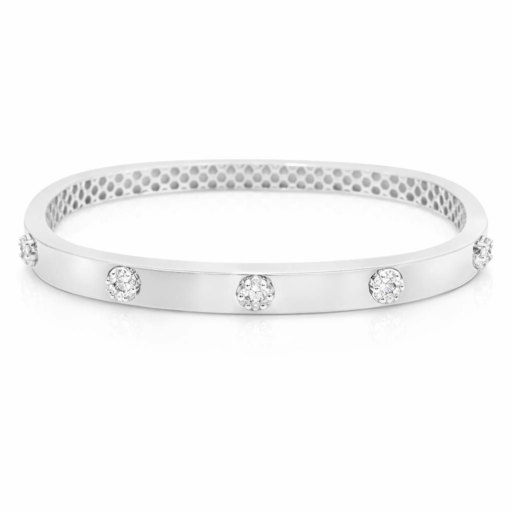 0.70CT Diamond Bangle 18k White Gold