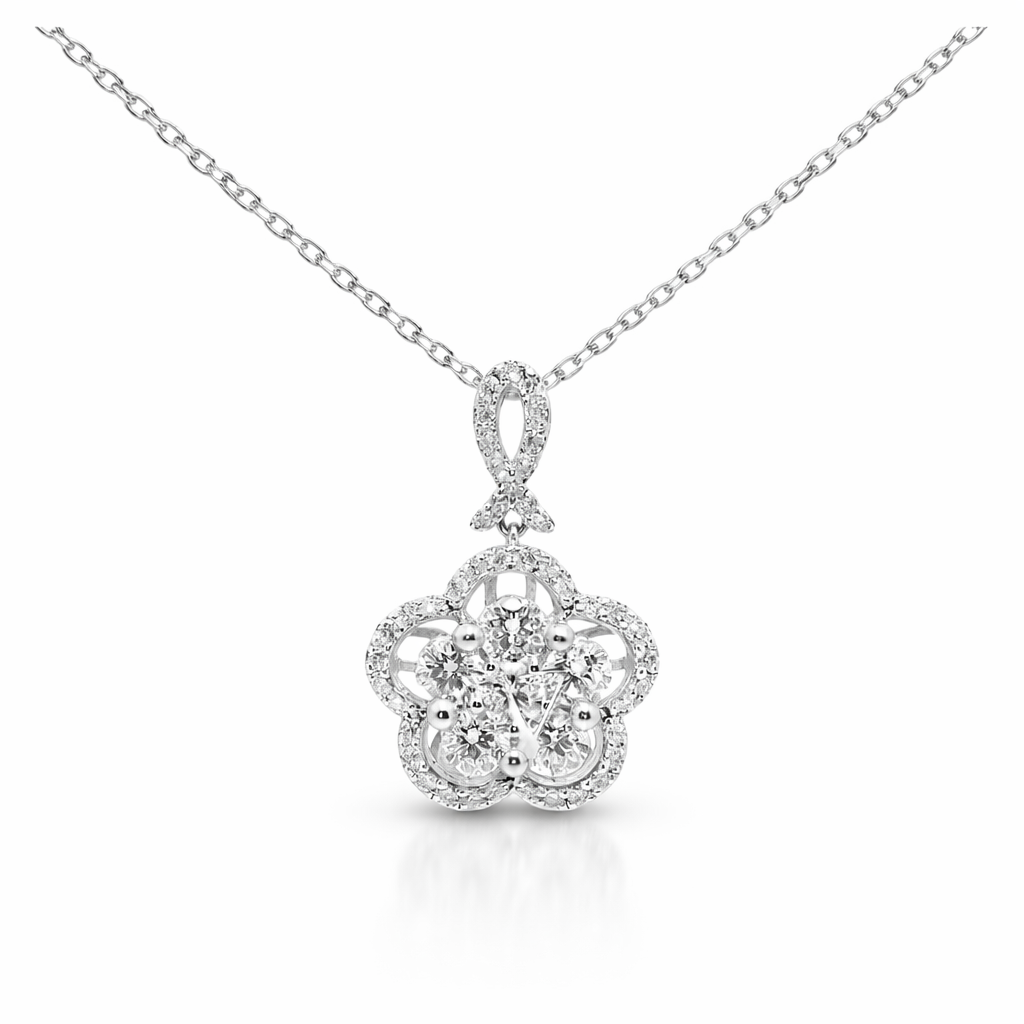 1.20CT Diamond Pendant 14k White Gold