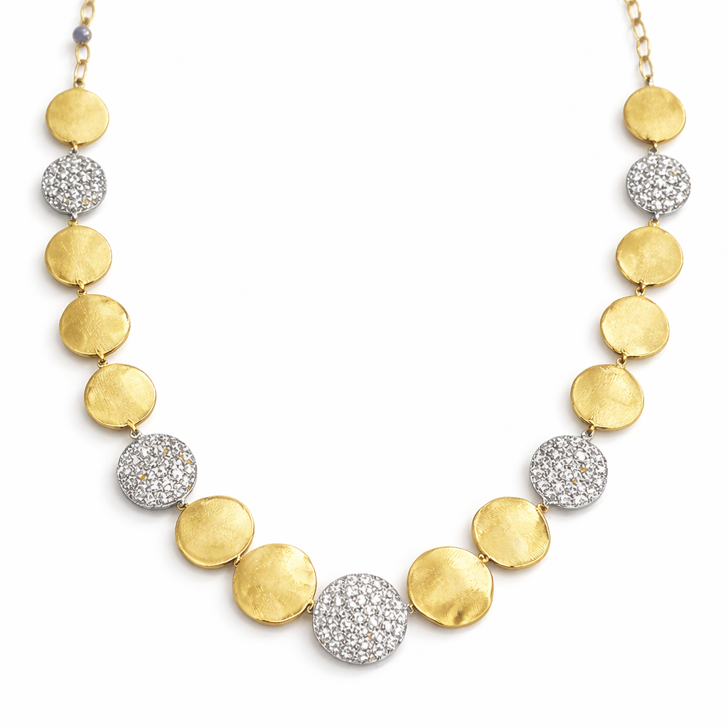 3.09CT Diamond Disc Fashion Necklace 14k Yellow Gold