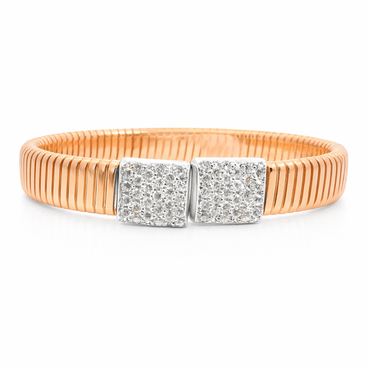 1.68CT Diamond Bangle 14k Rose Gold