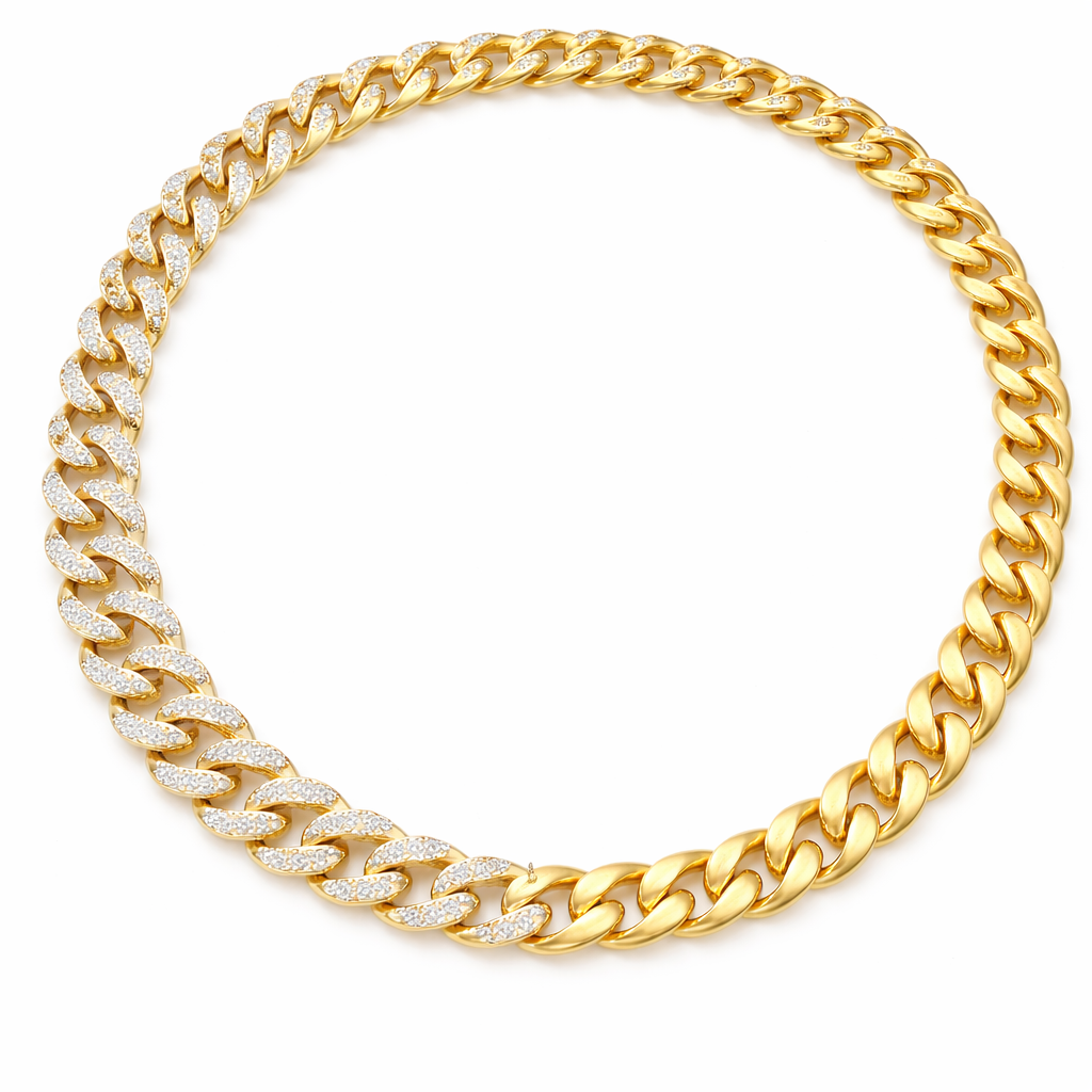 5.05CT Diamond Cuban Chain Necklace 14k Yellow Gold
