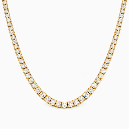 4.30CT Round Cut Diamond 4 Prong Tennis Necklace 14K Yellow Gold