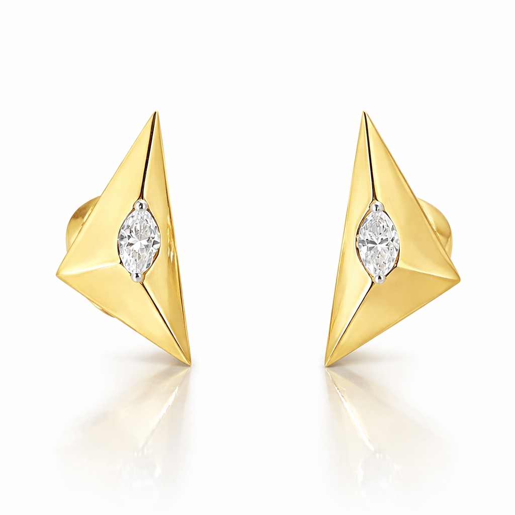 0.20CT Marquise Diamond  14k Yellow Gold Earring