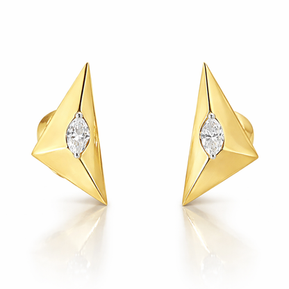 0.20CT Marquise Diamond  14k Yellow Gold Earring
