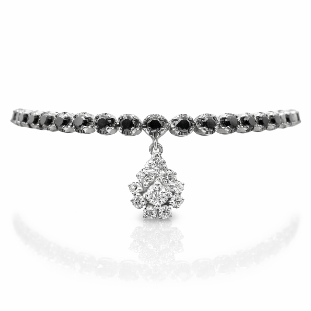 0.32CT Diamond 3.47CT Black Diamond Bracelet 18k White Gold