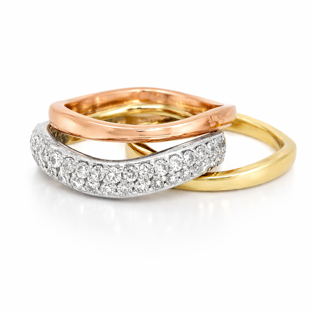1.10CT Diamond Stacked Ring 14K Gold