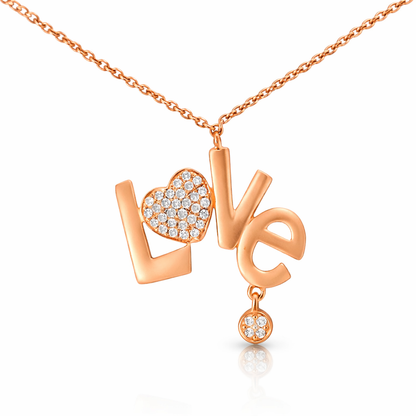 0.14CT Diamond Love Pendant 14k Rose Gold