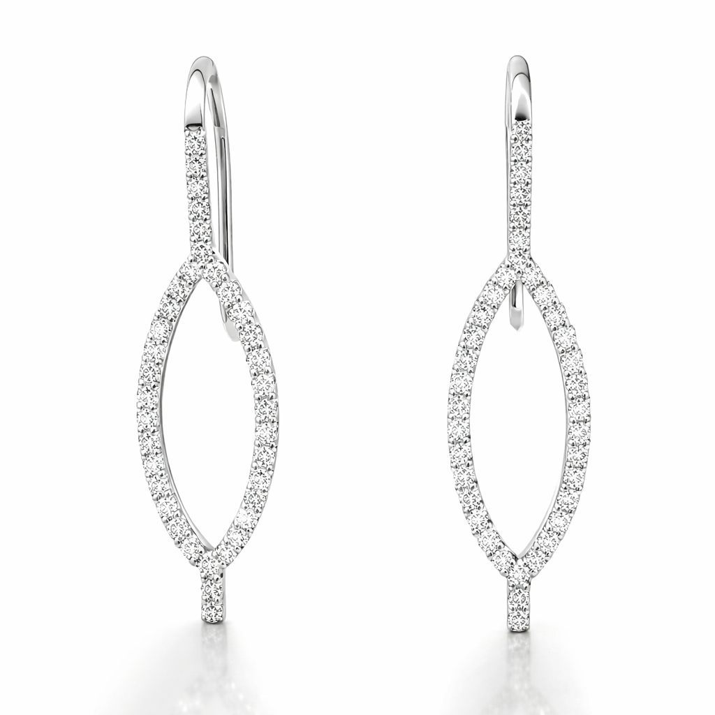 0.58CT Diamond Earring 14k White Gold