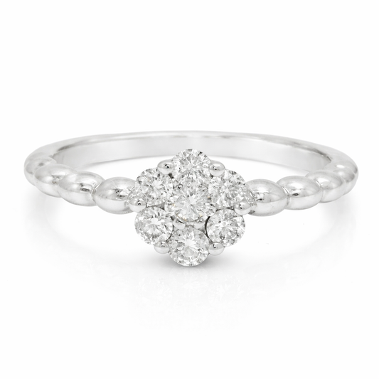 0.28CT Diamond Flower Ring 18K White Gold