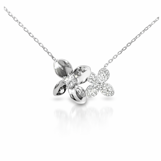 0.21ct diamond flower pendant in 14k white gold – Niara