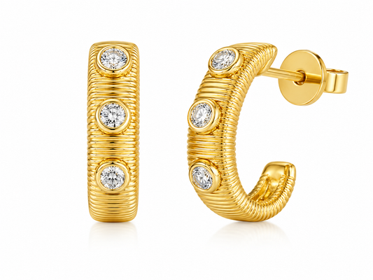 0.17CT Diamond Earrings 14K Yellow gold