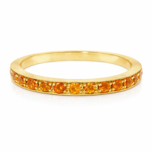 0.68CT Orange Sapphire Ring 14k Yellow Gold