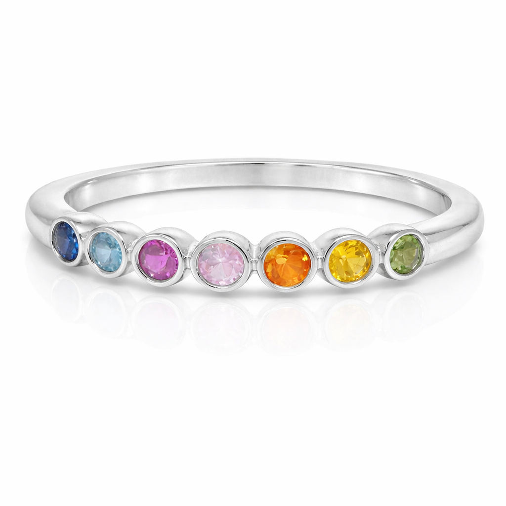 0.35CT Mixed Sapphire Ring 14K White Gold