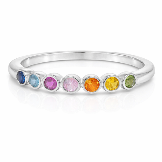 0.35CT Mixed Sapphire Ring 14K White Gold