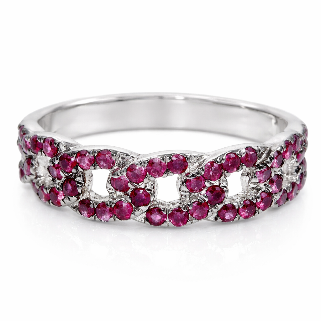 0.55CT Pink Sapphire Ring 14k White Gold