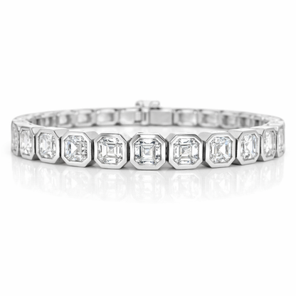 16.79CT Asher Cut Lab Diamond Bracelet 14k White Gold